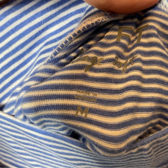 Loft Blue Striped Off-Shoulder Top with lace detail size medium - Picture 4 of 6